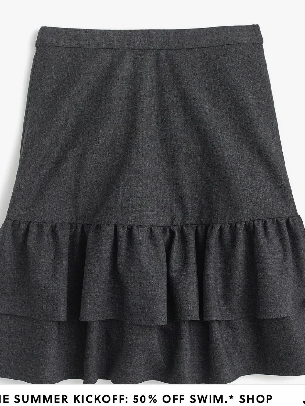 J. Crew Dark Gray Tiered Ruffle A-Line Skirt